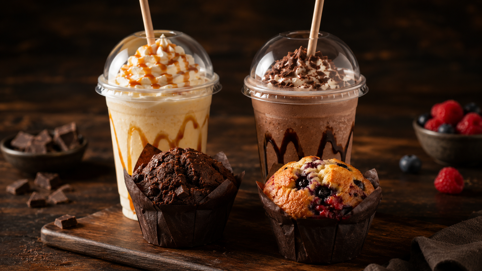 Milkshakes und Muffins für Dessert-Angebote im Foodservice